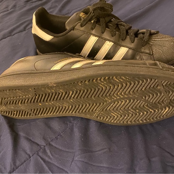 Adidas Originals Superstar Shelltoe Core Black White Gold Men’s Sz 12.5.Preowned - Picture 6 of 7